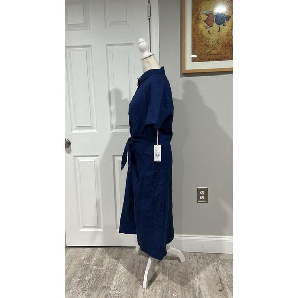 Vineyard vines Blue Linen Blend Tie Front Dress Size 10 NWT - Picture 8 of 9